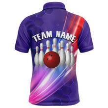 Load image into Gallery viewer, Custom Bowling Shirt For Men Bowling Polo Shirt For Team Personalized Purple Bowling Jersey BDT40