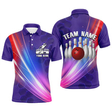 Load image into Gallery viewer, Custom Bowling Shirt For Men Bowling Polo Shirt For Team Personalized Purple Bowling Jersey BDT40