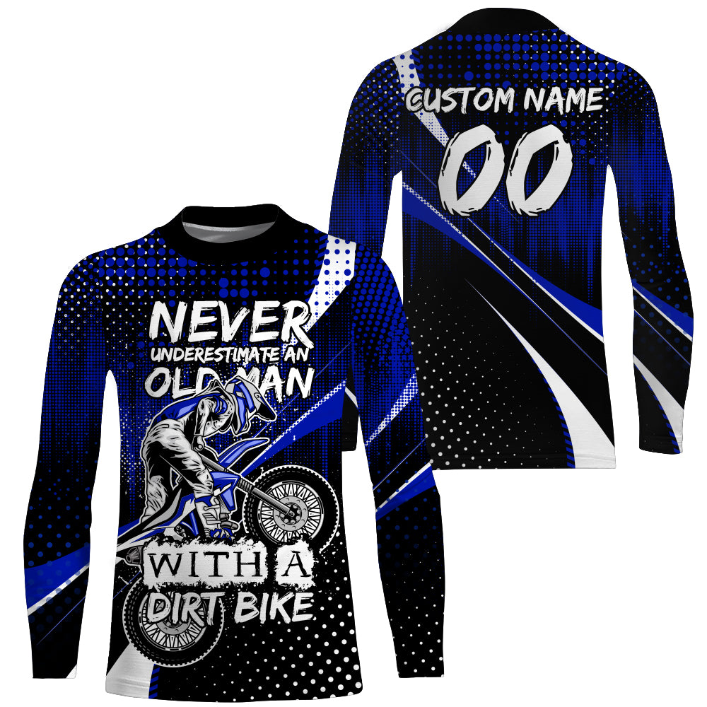 Blue Motocross Jersey Personalized UPF30+ Dirt Bike Shirt Men Women Kid MX Racing Motorcycle Jersey PDT546