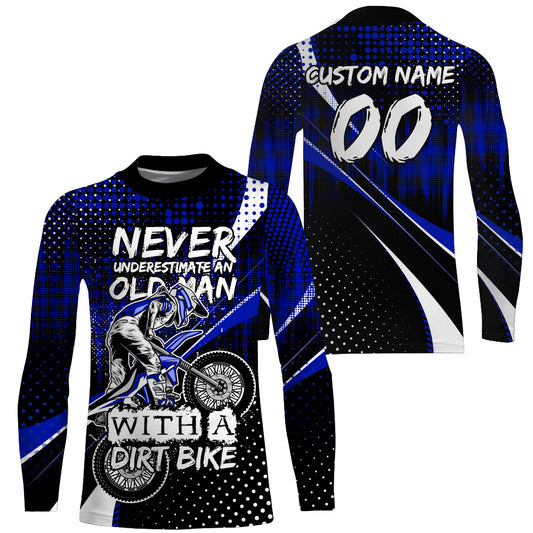 Blue Motocross Jersey Personalized UPF30+ Dirt Bike Shirt Men Women Kid MX Racing Motorcycle Jersey PDT546