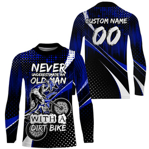 Blue Motocross Jersey Personalized UPF30+ Dirt Bike Shirt Men Women Kid MX Racing Motorcycle Jersey PDT546