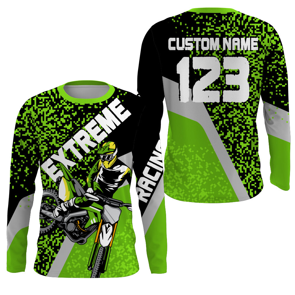 Custom Kid Men Women Dirt Bike MX Jersey UPF30+ Blue Camo