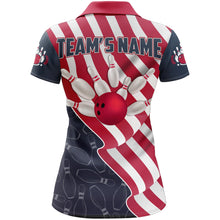 Load image into Gallery viewer, American Flag Bowling Jersey For Women Custom Polo Bowling Shirt Patriotic Bowling Shirt For Team BDT30