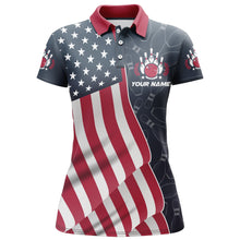 Load image into Gallery viewer, American Flag Bowling Jersey For Women Custom Polo Bowling Shirt Patriotic Bowling Shirt For Team BDT30