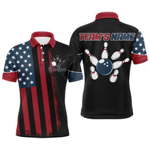 Load image into Gallery viewer, USA Flag Bowling Polo Shirt For Men Personalized Bowling Jersey Patriotic Bowling Team League Shirt BDT110