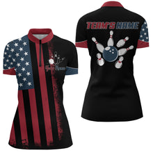 Load image into Gallery viewer, USA Flag Bowling Quarter-Zip Shirt Women Custom Bowling Jersey Patriotic Bowling Team League Shirt BDT113