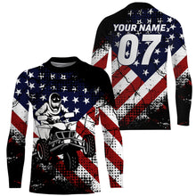 Load image into Gallery viewer, American Flag Quad Bike Jersey Kid Men UPF30+ Custom ATV Motocross Riding Shirt Off-Road Patriotic PDT568