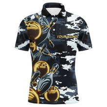 Load image into Gallery viewer, Custom Bowling Shirt for Men Camo Navy Bowling Team Jersey Men&#39;s Bowling Polo Shirt BDT41