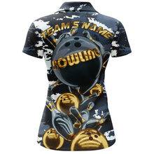 Load image into Gallery viewer, Custom Bowling Shirt for Women Camo Navy Bowling Team Jersey Women&#39;s Bowling Polo Shirt BDT42