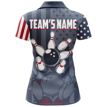 Load image into Gallery viewer, Custom Bowling Shirt Women American Flag Bowling Polo Shirt for Team Patriotic Navy Bowling Jersey BDT20