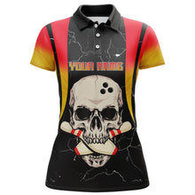 Load image into Gallery viewer, Personalized Bowling Shirt For Women Flame Bowling Polo Shirt Mens Bowling Jersey For Team BDT28