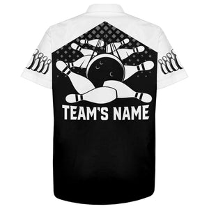 Hawaiian Bowling Shirt For Men Women Custom Bowling Jersey Black White Bowling Shirt For Team BDT48