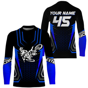 Adult&Kid Dirt Bike Jersey Blue UPF30+ Motocross Shirt Men Women MX Off-Road Motorcycle Jersey PDT548