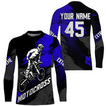 Load image into Gallery viewer, Personalized Motocross Jersey Youth Men Women UPF30+ Blue Dirt Bike Shirt MX Off-Road Motorcycle PDT549