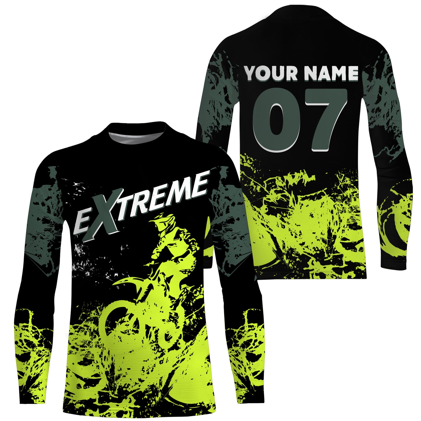 Custom MX Jersey Kid Men Women UPF30+ Green Dirt Bike Off-Road Shirt Motocross Motorcycle Riding PDT597