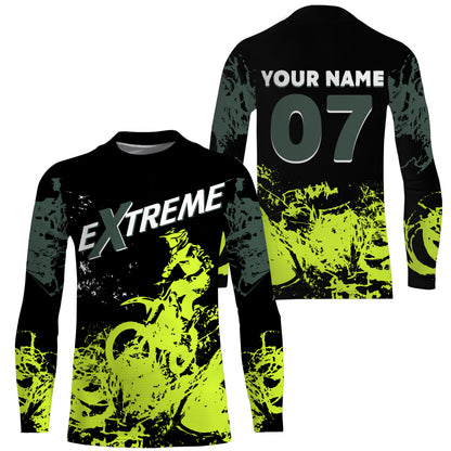Custom MX Jersey Kid Men Women UPF30+ Green Dirt Bike Off-Road Shirt Motocross Motorcycle Riding PDT597