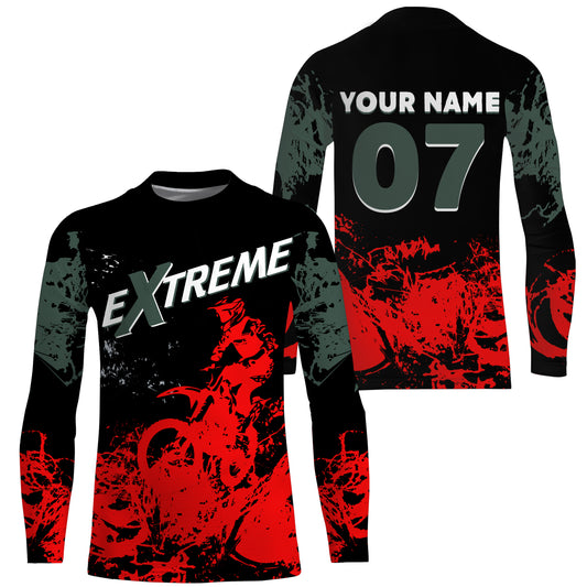 Custom MX Jersey Kid Men Women UPF30+ Red Dirt Bike Off-Road Shirt Motocross Motorcycle Riding PDT598