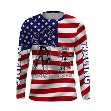 Load image into Gallery viewer, Like Father Like Son Motocross Jersey UPF30+ Custom American Flag MX Dad Shirt Dirt Bike Off-Road PDT488