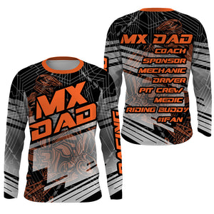 MX Dad Jersey UPF30+ Custom Dirt Bike Shirt Orange Motocross Racing Long Sleeves PDT496