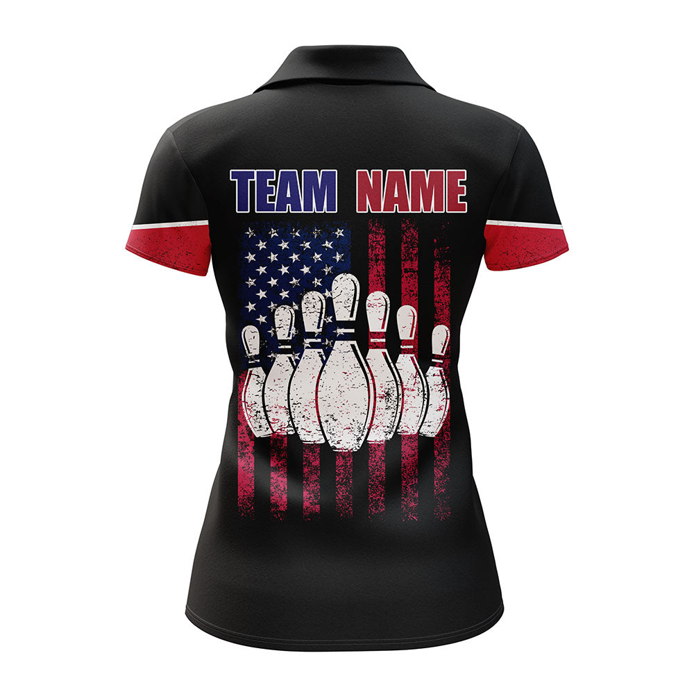 American Flag Bowling Shirt Personalized Bowling Jersey Women Bowling ...
