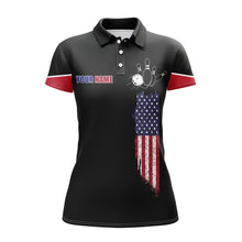 Load image into Gallery viewer, American Flag Bowling Shirt Personalized Bowling Jersey Women Bowling Polo Shirt For Team BDT04