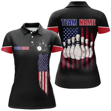 Load image into Gallery viewer, American Flag Bowling Shirt Personalized Bowling Jersey Women Bowling Polo Shirt For Team BDT04