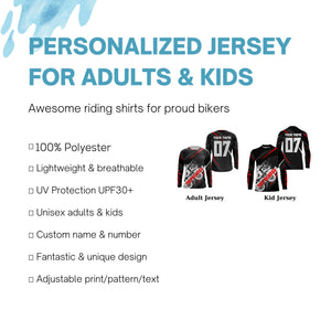 Personalized Extreme Motocross jersey UPF30+ kid adult biker dirt bike racing long sleeves NMS1104