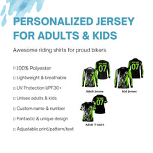 Load image into Gallery viewer, Extreme Motocross off-road jersey green UPF30+ youth adult custom dirt bike racing shirt PDT338