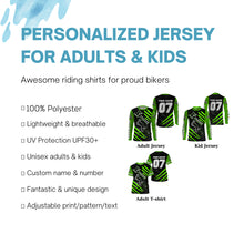 Load image into Gallery viewer, Xtreme Motocross kid&amp;adult custom UV green MX jersey biker racing shirt motorcycle long sleeves PDT223