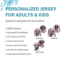 Load image into Gallery viewer, Personalized American flag MX jersey kid women men UPF30+ Patriotic dirt bike shirt off-road PDT360