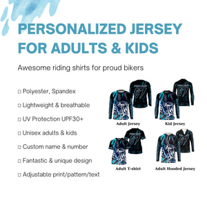 MotoX extreme custom jersey UPF30+ kid&adult Motocross blue dirt bike shirt racing motorcycle PDT46