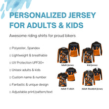 Load image into Gallery viewer, Kid adult youth custom orange UPF30+ Motocross jersey extreme racing MX Off-Road Motorcycle PDT38