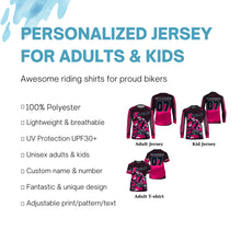Load image into Gallery viewer, Adult&amp;youth pink Motocross jersey UPF30+ extreme dirt bike racing off-road motorcycle shirt PDT293