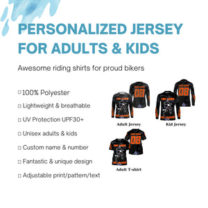 Black MX racing jersey UPF30+ dirt bike Motocross custom kid adult rider off-road motorcycle shirt PDT195