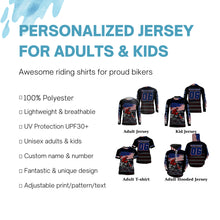 Load image into Gallery viewer, USA Motocross kid adult jersey personalized upf30+ patriotic off-road biker shirt motorcycle PDT438