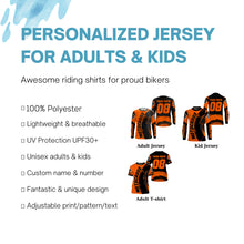 Load image into Gallery viewer, Personalized kid men women Motocross jersey upf30+ orange Dirt Bike off-road shirt motorcycle PDT421