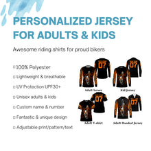Load image into Gallery viewer, Adult kid personalized motocross jersey UPF30+ orange dirt bike racing off-road motorcycle riders NMS983
