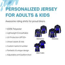 Load image into Gallery viewer, Customized name&amp;number MX riding jersey blue kids men women Motocross racing UV off-road motorcycle PDT154