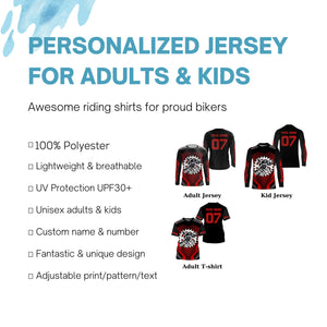 Kid&adult red dirt bike jersey personalized MX racing UPF30+ Motocross off-road motorcycle shirt PDT285