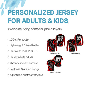Xtreme Motocross kid&adult custom UV red MX jersey biker racing shirt motorcycle long sleeves PDT225