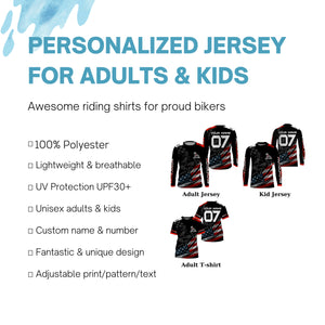 American flag personalized Motocross men women kid jersey Patriotic UPF30+ racing dirt bike shirt PDT353