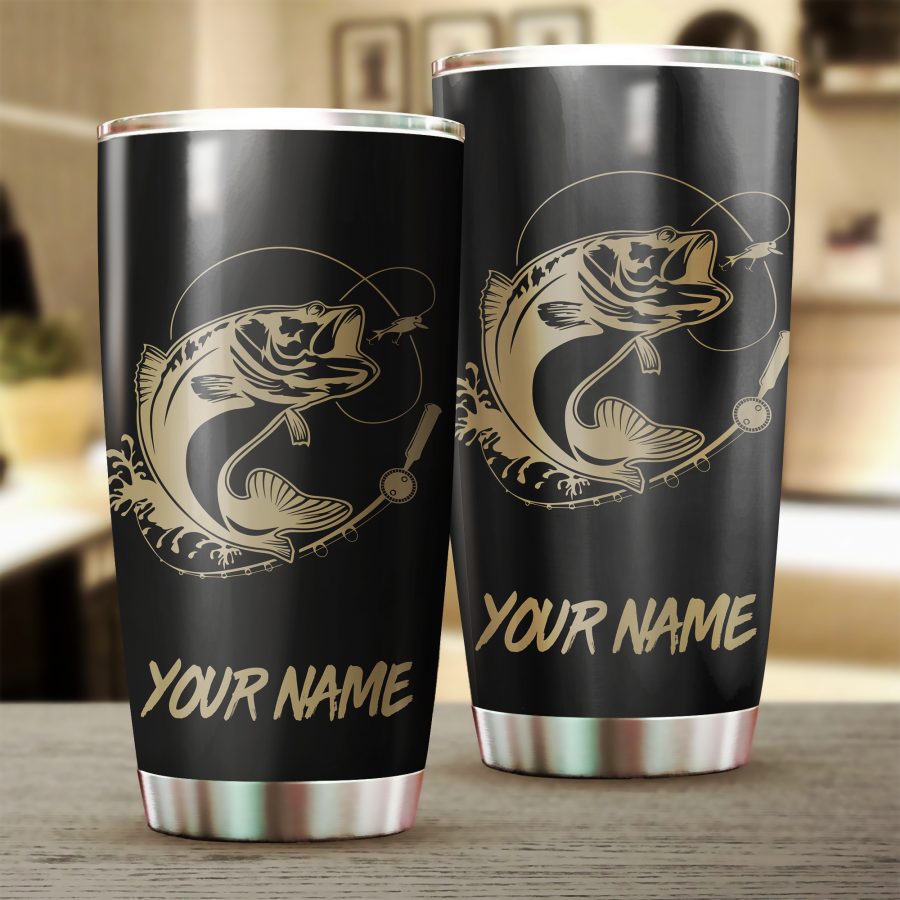 Bass Fish Tumbler Personalized Fishing Gifts, Bass Fishing Tumbler