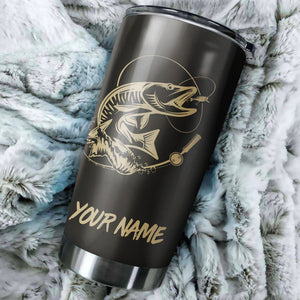 Musky fishing Tumbler Cup Customize name Personalized Fishing gift for fisherman - IPH980