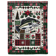 Load image into Gallery viewer, Christmas Largemouth Bass Fishing Fleece Blanket, Christmas Bass Fishing Gifts For Fisherman IPHW5669