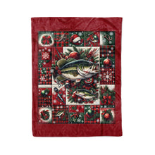 Load image into Gallery viewer, Christmas Largemouth Bass Fishing Fleece Blanket, Christmas Bass Fishing Gifts For Fisherman IPHW5670