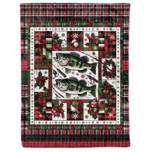 Load image into Gallery viewer, Largemouth Bass Fishing Christmas Plaid Fleece Blanket Xmas Gifts For Fishing Lovers IPHW5671