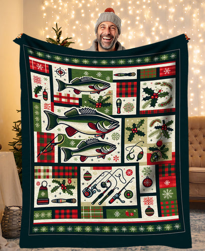 Christmas Walleye Fleece Blanket Christmas Walleye Fishing Gifts For Fishing Enthuasiast IPHW5672