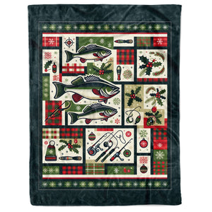 Christmas Walleye Fleece Blanket Christmas Walleye Fishing Gifts For Fishing Enthuasiast IPHW5672