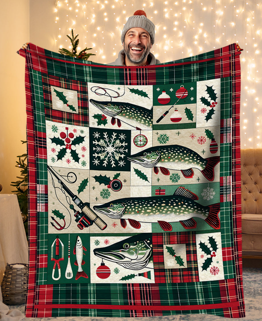 Christmas Pike Fishing Fleece Blanket, Pike Xmas Fishing Gifts For Fis –  ChipteeAmz