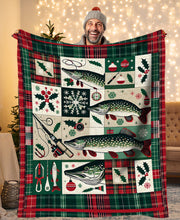 Load image into Gallery viewer, Christmas Pike Fishing Fleece Blanket, Pike Xmas Fishing Gifts For Fishing Lovers IPHW5675